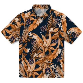 auburn tigers palm leaves navy blue hawaiian shirts best selling