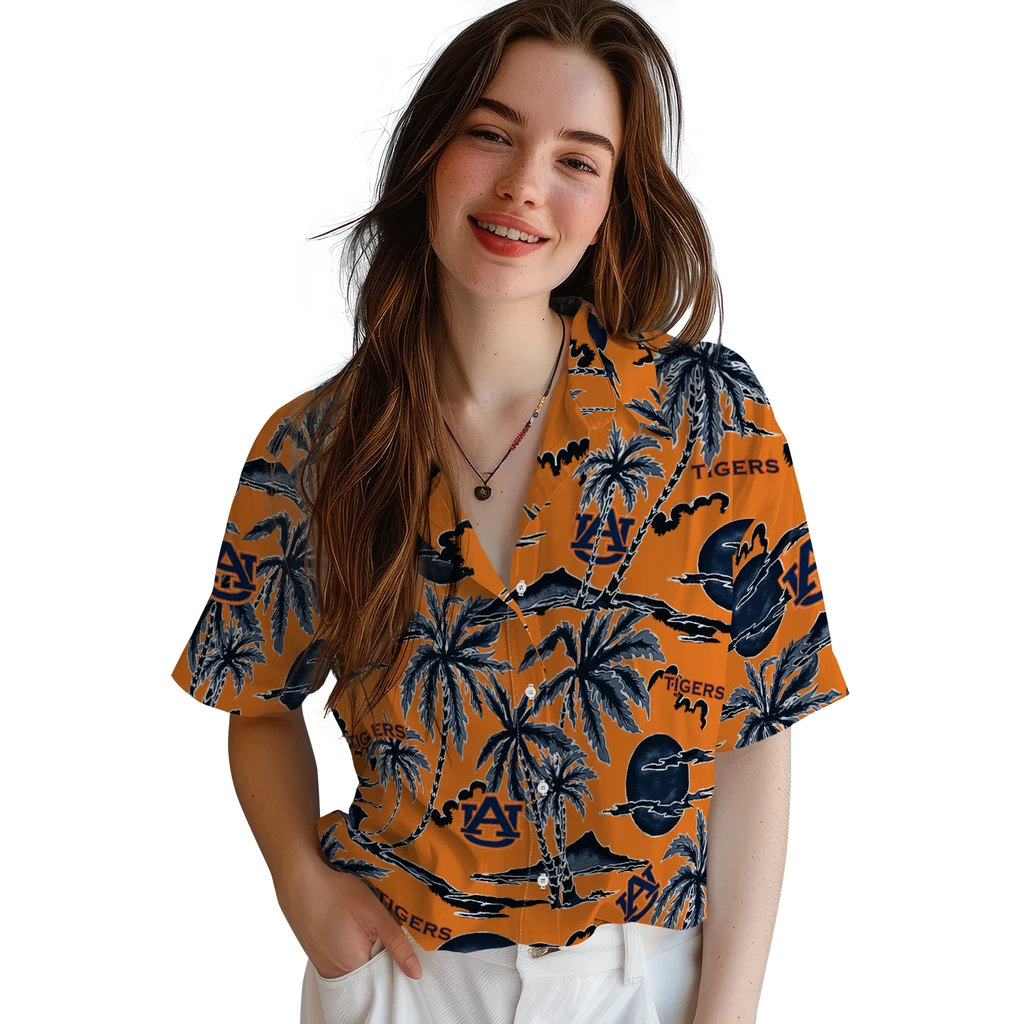 Auburn Tigers Hawaiian Shirt - Palm Sunset auburn tigers palm sunset hawaiian shirts latest model
