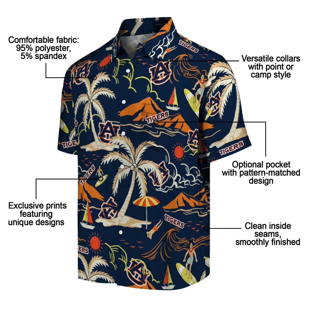 Auburn Tigers Hawaiian Shirt - Palm Tree Island auburn tigers palm tree island navy blue hawaiian shirts new arrival