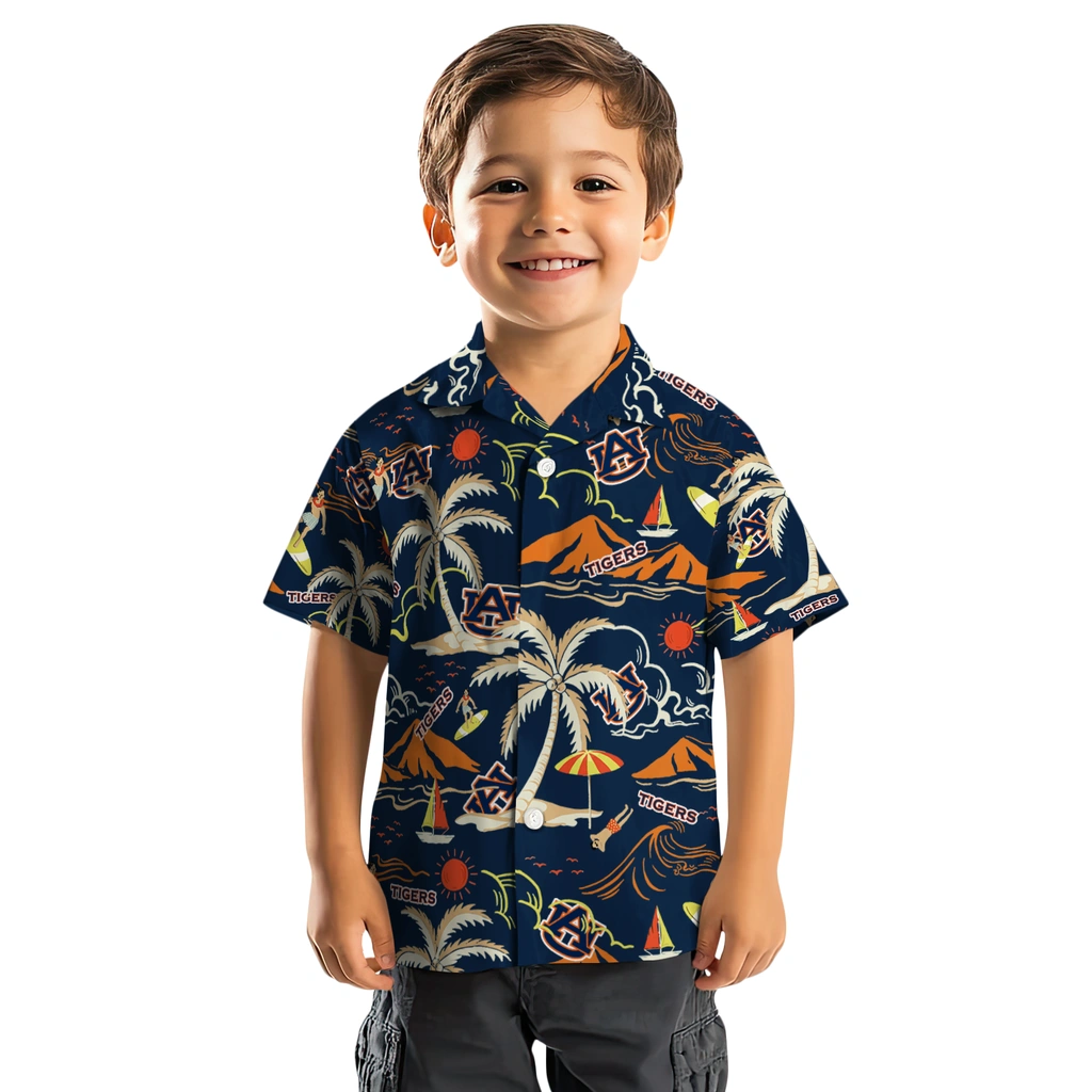 Auburn Tigers Hawaiian Shirt - Palm Tree Island auburn tigers palm tree island navy blue hawaiian shirts top rated