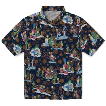 auburn tigers simpsons christmas navy blue hawaiian shirts best selling
