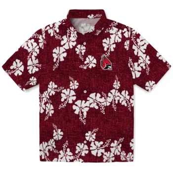 ball state cardinals hibiscus petals red hawaiian shirts best selling