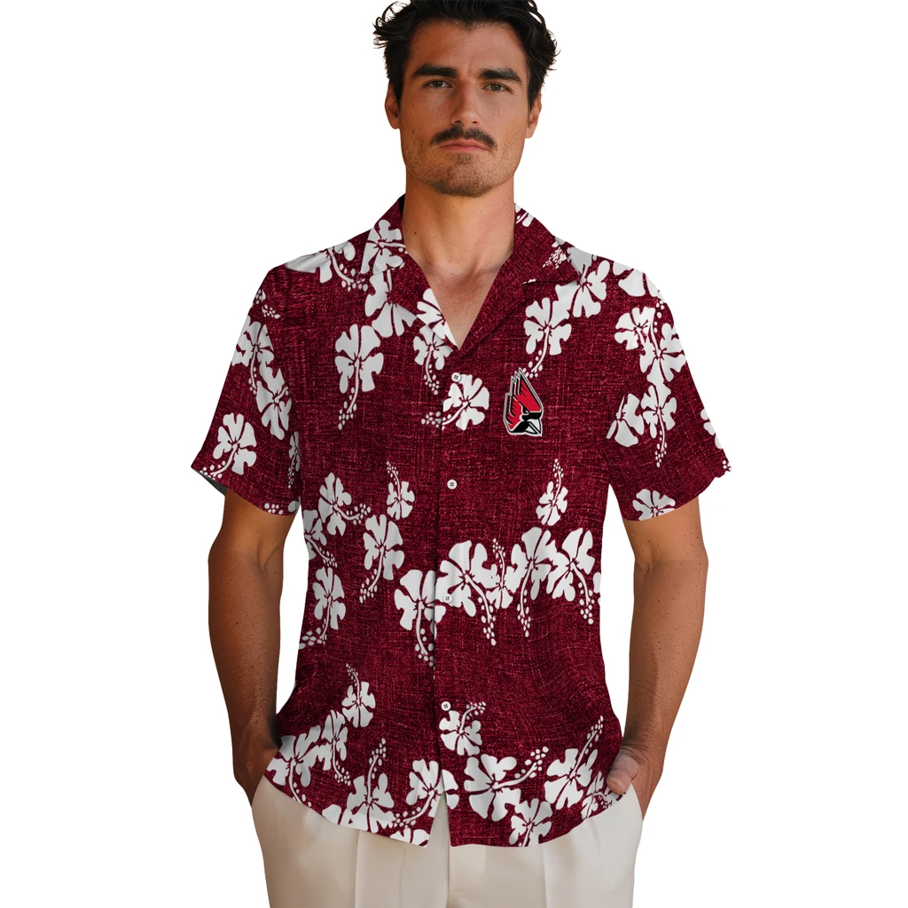 Ball State Cardinals Hawaiian Shirt - 50th State Flower ball state cardinals hibiscus petals red hawaiian shirts fashion forward