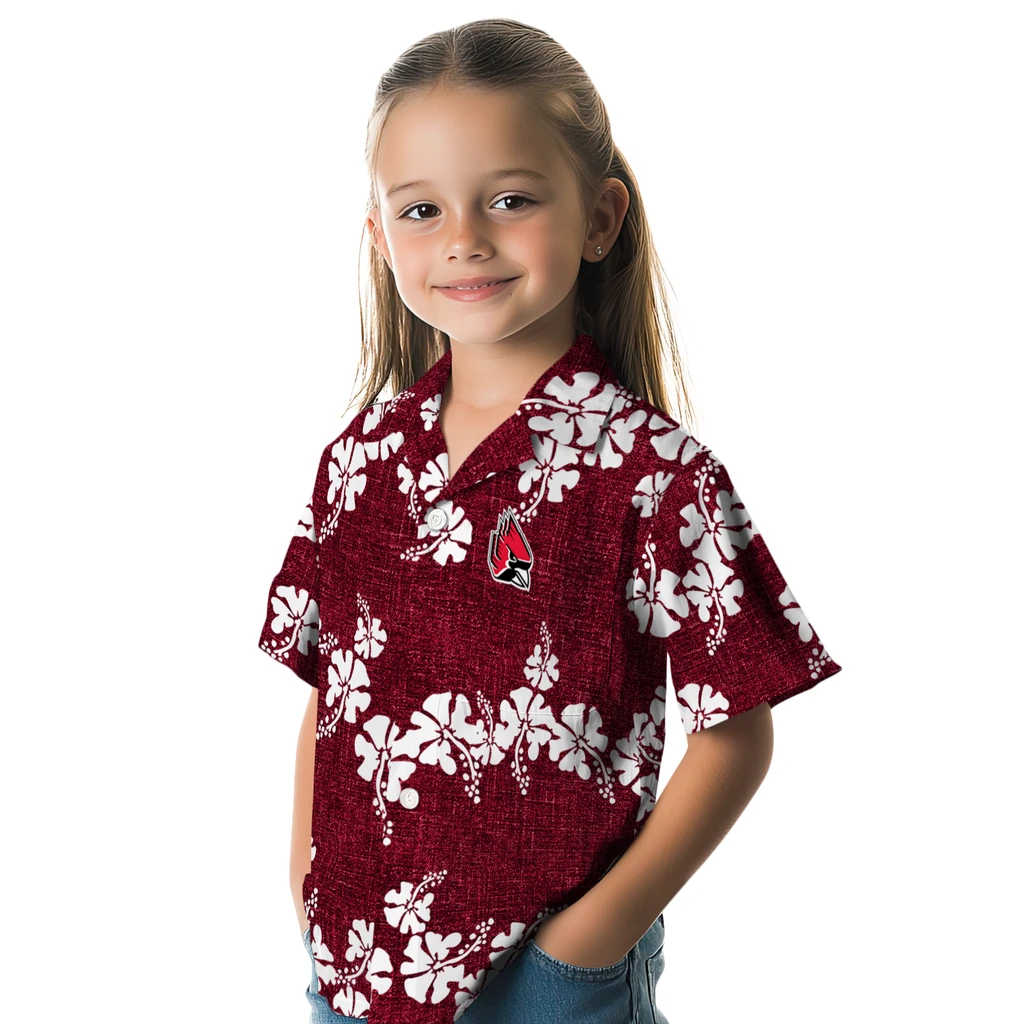 Ball State Cardinals Hawaiian Shirt - 50th State Flower ball state cardinals hibiscus petals red hawaiian shirts premium grade