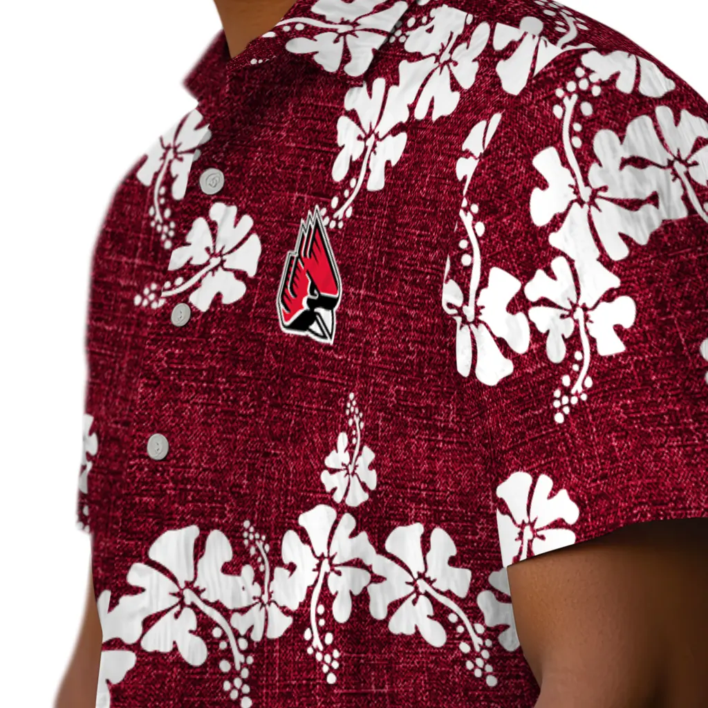 Ball State Cardinals Hawaiian Shirt - 50th State Flower ball state cardinals hibiscus petals red hawaiian shirts trendy