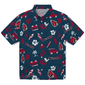 ball state cardinals beach vibe navy hawaiian shirts best selling