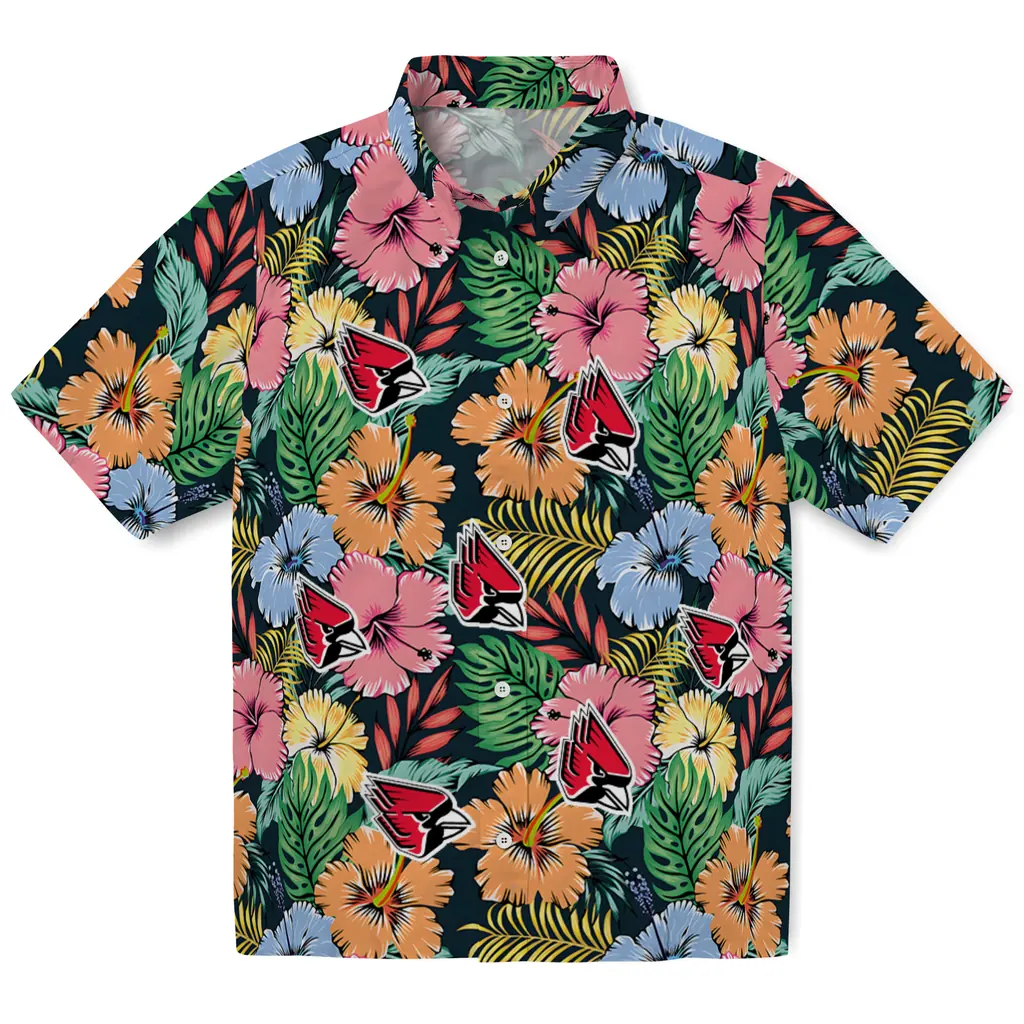 Ball State Cardinals Hawaiian Shirt - Brilliant Hibiscus Garden ball state cardinals brilliant hibiscus garden hawaiian shirts best selling