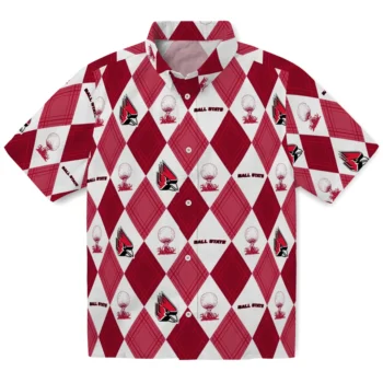 ball state cardinals balloon plaid red hawaiian shirts best selling