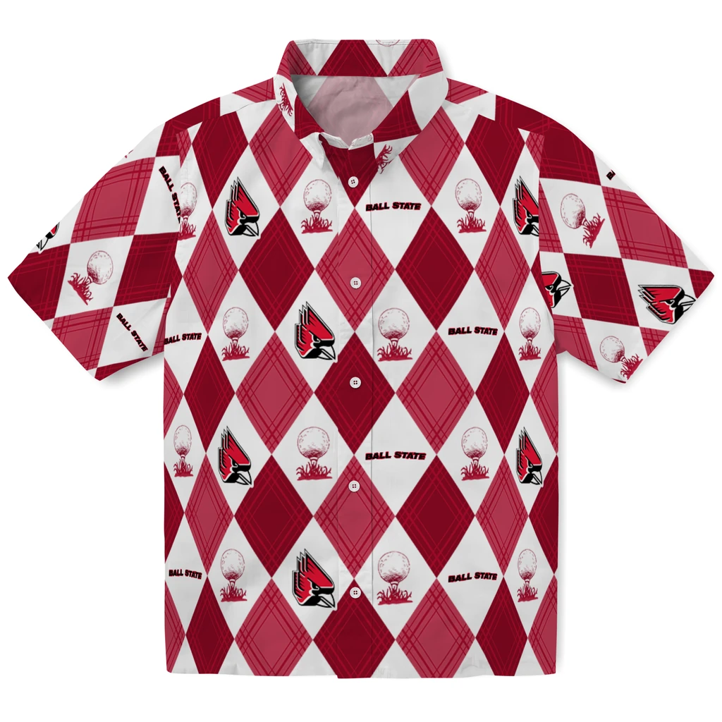 Ball State Cardinals Hawaiian Shirt - Golfing Plaid ball state cardinals balloon plaid red hawaiian shirts best selling