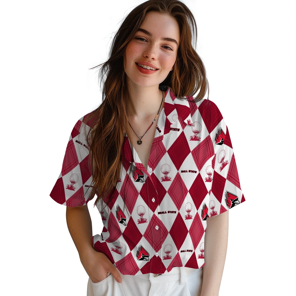 Ball State Cardinals Hawaiian Shirt - Golfing Plaid ball state cardinals balloon plaid red hawaiian shirts latest model