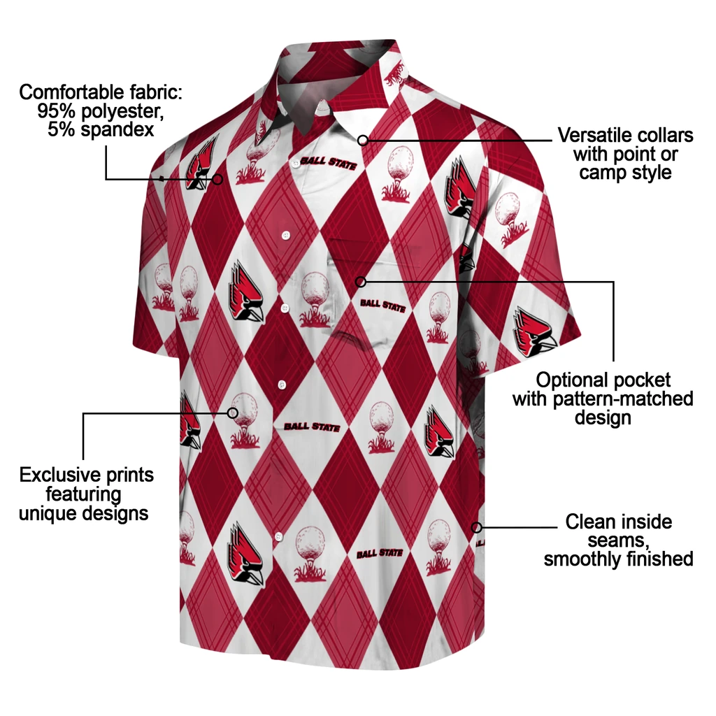 Ball State Cardinals Hawaiian Shirt - Golfing Plaid ball state cardinals balloon plaid red hawaiian shirts new arrival