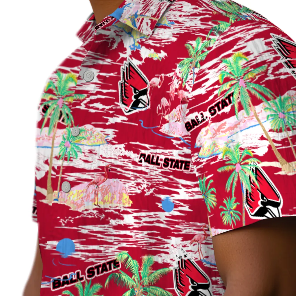 Ball State Cardinals Hawaiian Shirt - Hawaii Island ball state cardinals flamingo retreat red hawaiian shirts trendy