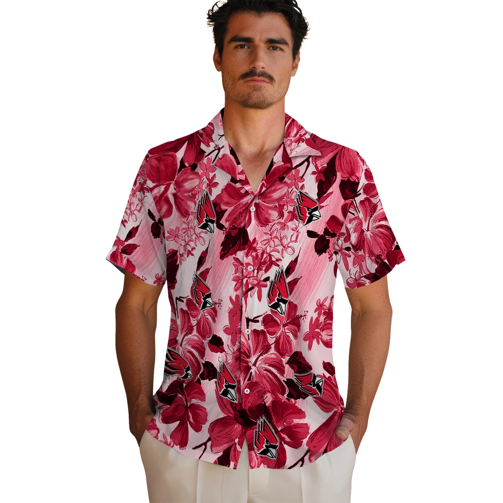 Ball State Cardinals Hawaiian Shirt - Hibiscus Arrangement ball state cardinals hibiscus arrangement red hawaiian shirts fashion forward