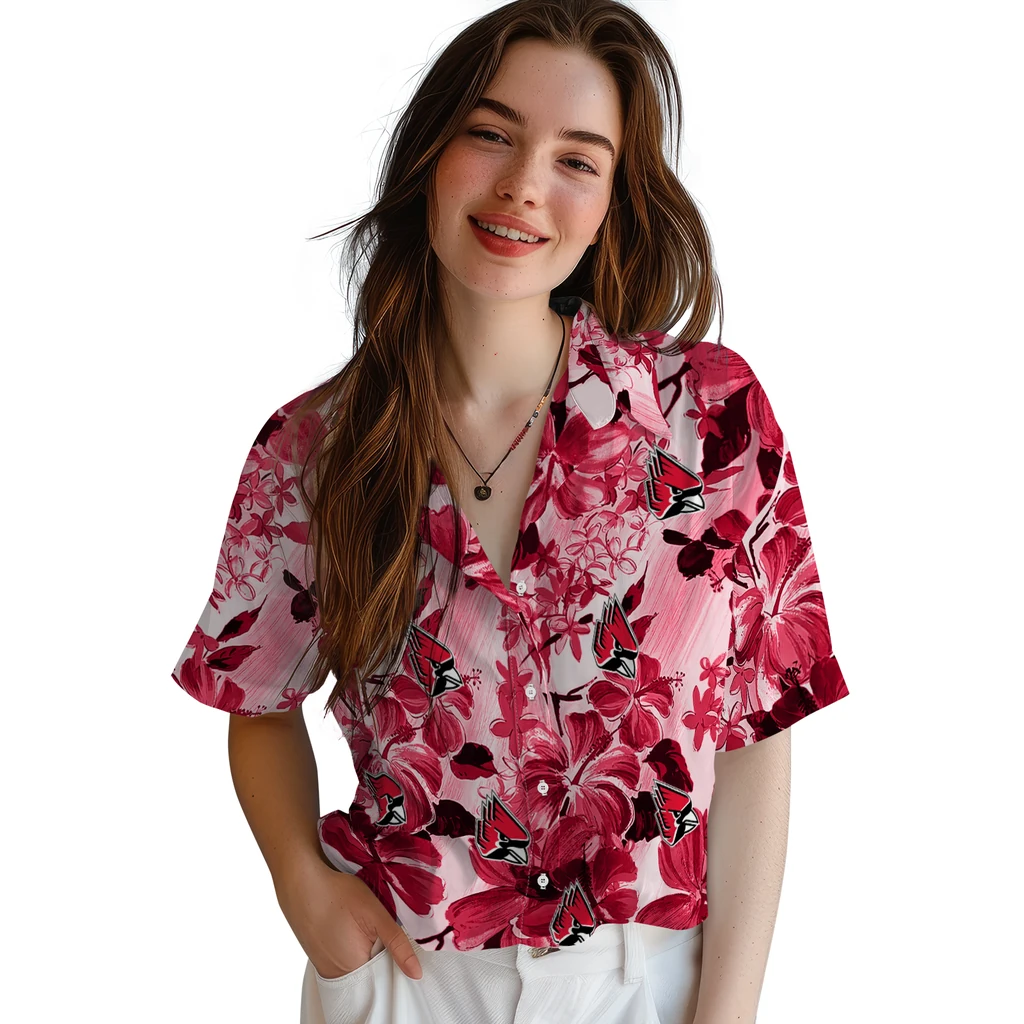 Ball State Cardinals Hawaiian Shirt - Hibiscus Arrangement ball state cardinals hibiscus arrangement red hawaiian shirts latest model