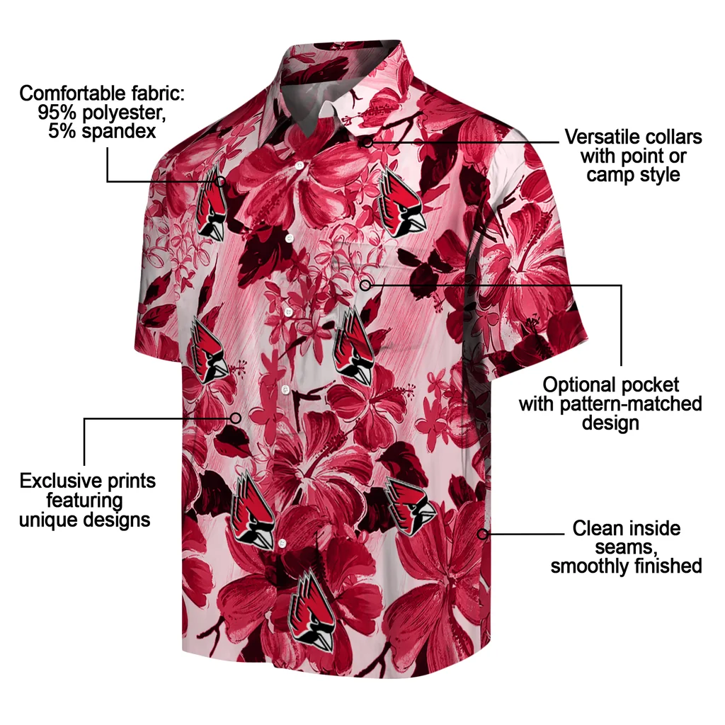 Ball State Cardinals Hawaiian Shirt - Hibiscus Arrangement ball state cardinals hibiscus arrangement red hawaiian shirts new arrival