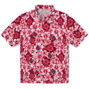 ball state cardinals hibiscus blooms red hawaiian shirts best selling