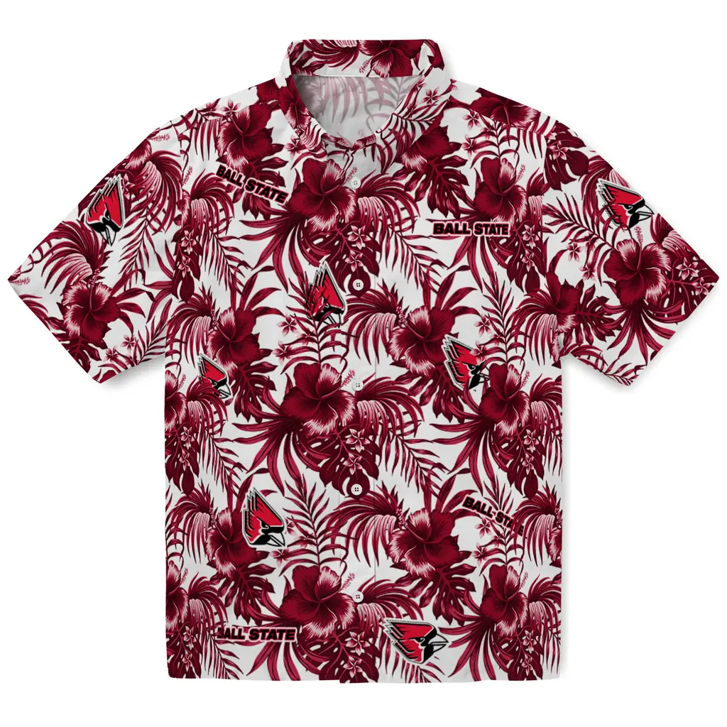 Ball State Cardinals Hawaiian Shirt - Hibiscus Exotic ball state cardinals hibiscus exotic red hawaiian shirts best selling
