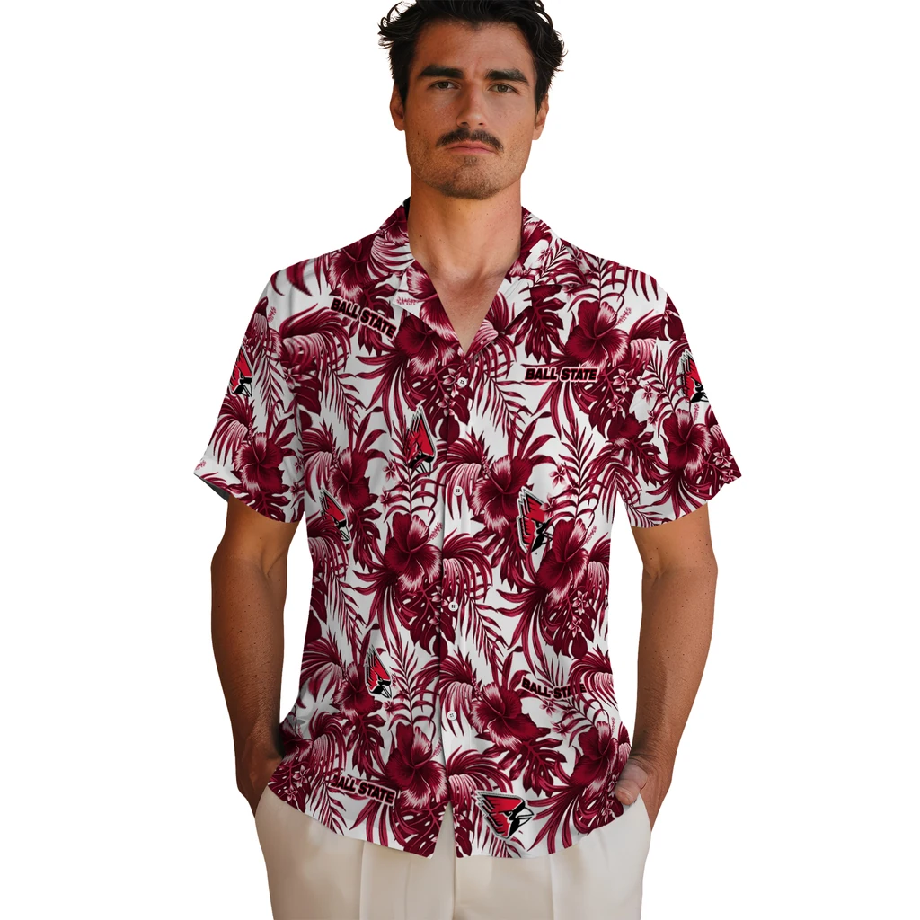 Ball State Cardinals Hawaiian Shirt - Hibiscus Exotic ball state cardinals hibiscus exotic red hawaiian shirts fashion forward