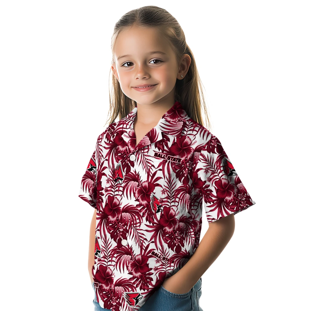 Ball State Cardinals Hawaiian Shirt - Hibiscus Exotic ball state cardinals hibiscus exotic red hawaiian shirts premium grade