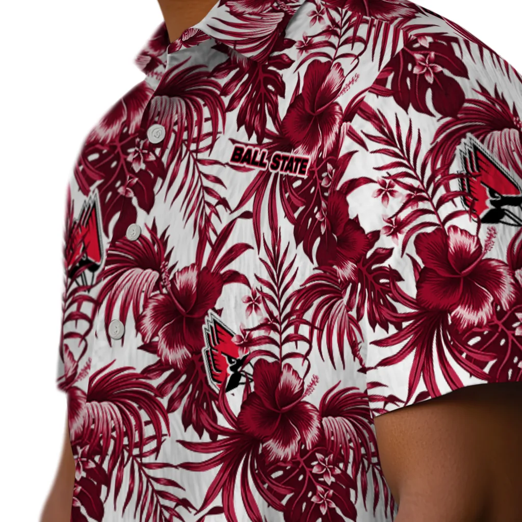 Ball State Cardinals Hawaiian Shirt - Hibiscus Exotic ball state cardinals hibiscus exotic red hawaiian shirts trendy