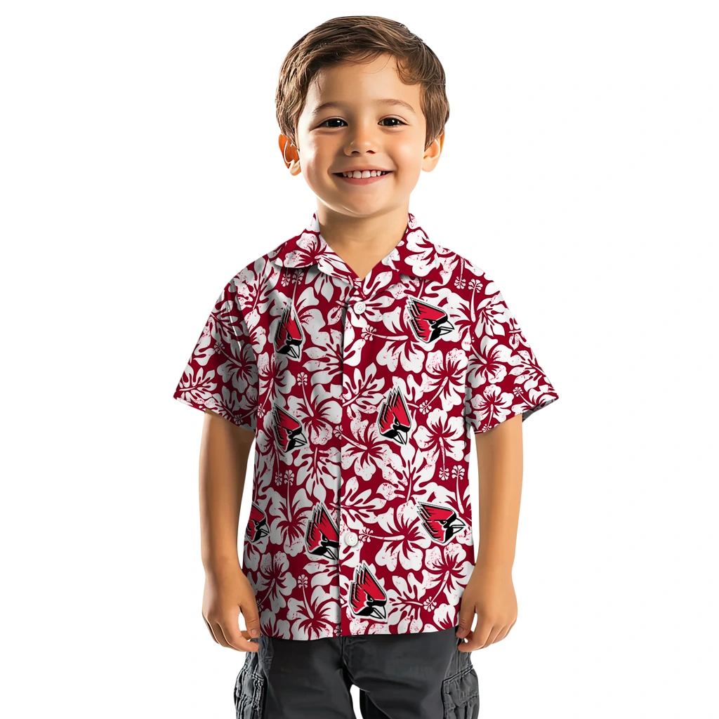 Ball State Cardinals Hawaiian Shirt - Hibiscus Motif ball state cardinals hibiscus motif red white hawaiian shirts top rated
