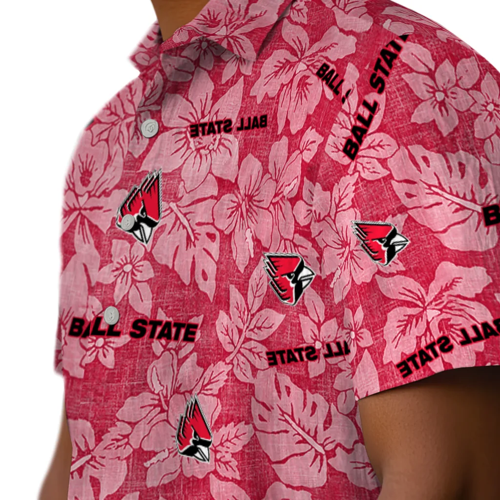 Ball State Cardinals Hawaiian Shirt - Hibiscus Oasis ball state cardinals hibiscus oasis red hawaiian shirts trendy