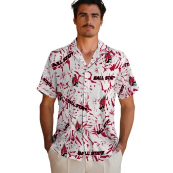 ball state cardinals hibiscus overlay hawaiian shirts fashion forward