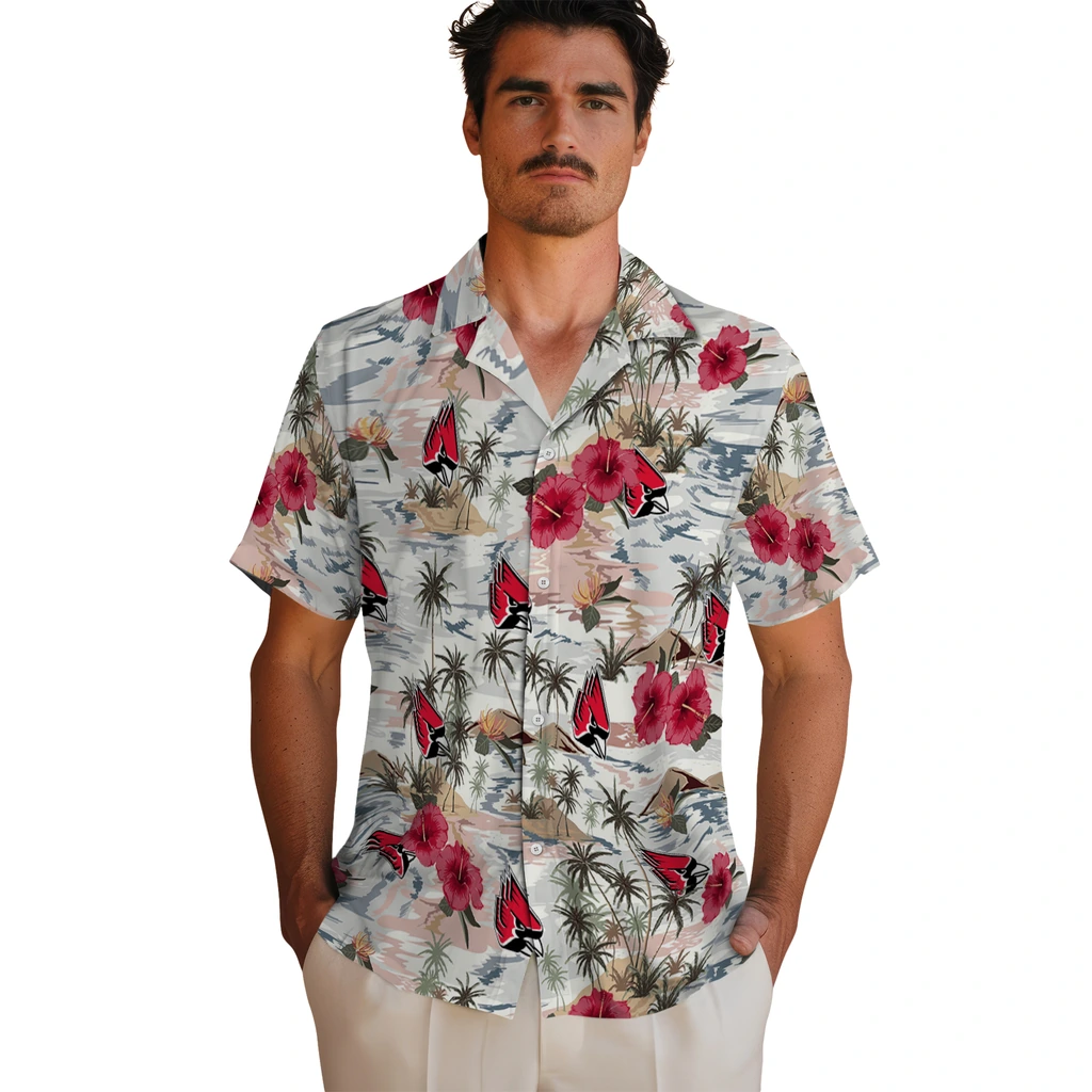 Ball State Cardinals Hawaiian Shirt - Hibiscus Seaside ball state cardinals hibiscus seaside white hawaiian shirts fashion forward