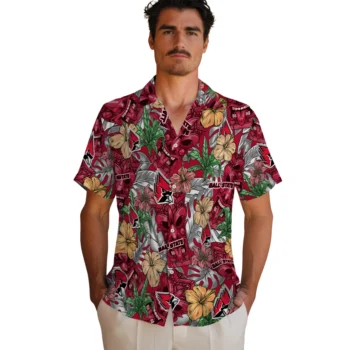 ball state cardinals tiki jungle red hawaiian shirts fashion forward