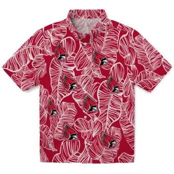 ball state cardinals leaf outline red hawaiian shirts best selling