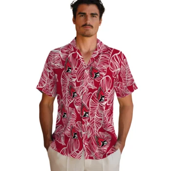 ball state cardinals leaf outline red hawaiian shirts fashion forward