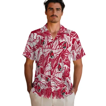 ball state cardinals monstera layer red hawaiian shirts fashion forward