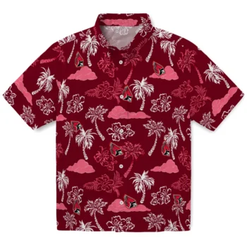 ball state cardinals palm and clouds red hawaiian shirts best selling