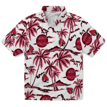 ball state cardinals palm sunset hawaiian shirts best selling