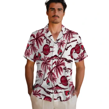 ball state cardinals palm sunset hawaiian shirts fashion forward