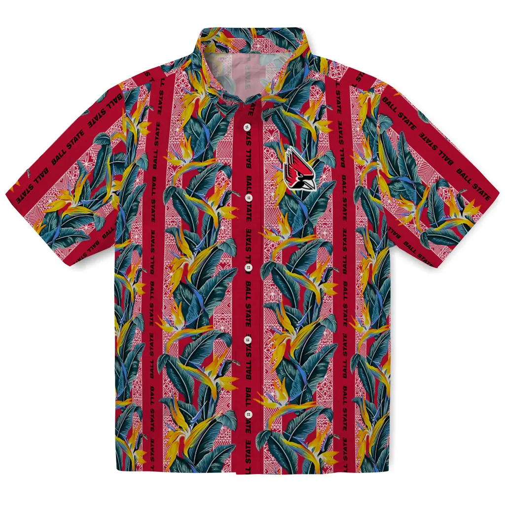 Ball State Cardinals Hawaiian Shirt - Paradise Vines ball state cardinals paradise vines red hawaiian shirts best selling