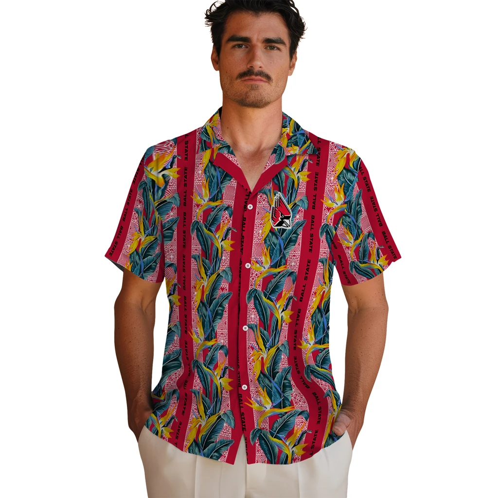 Ball State Cardinals Hawaiian Shirt - Paradise Vines ball state cardinals paradise vines red hawaiian shirts fashion forward