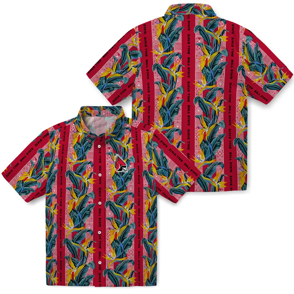 Ball State Cardinals Hawaiian Shirt - Paradise Vines ball state cardinals paradise vines red hawaiian shirts high quality