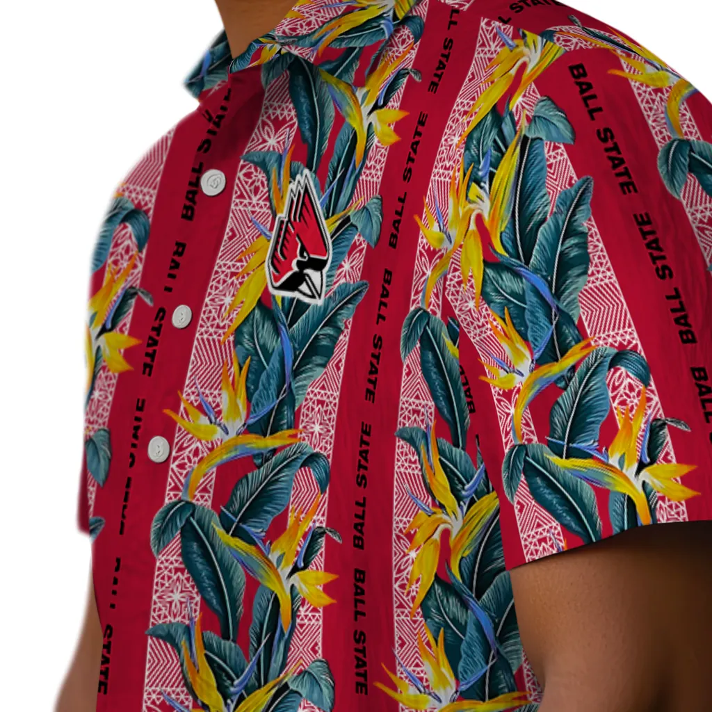 Ball State Cardinals Hawaiian Shirt - Paradise Vines ball state cardinals paradise vines red hawaiian shirts trendy