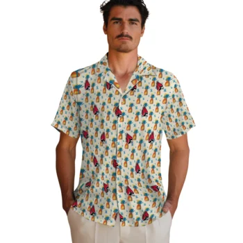 ball state cardinals pineapple delight beige hawaiian shirts fashion forward