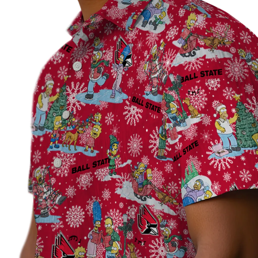Ball State Cardinals Hawaiian Shirt - Simpsons Christmas ball state cardinals simpsons christmas red hawaiian shirts trendy