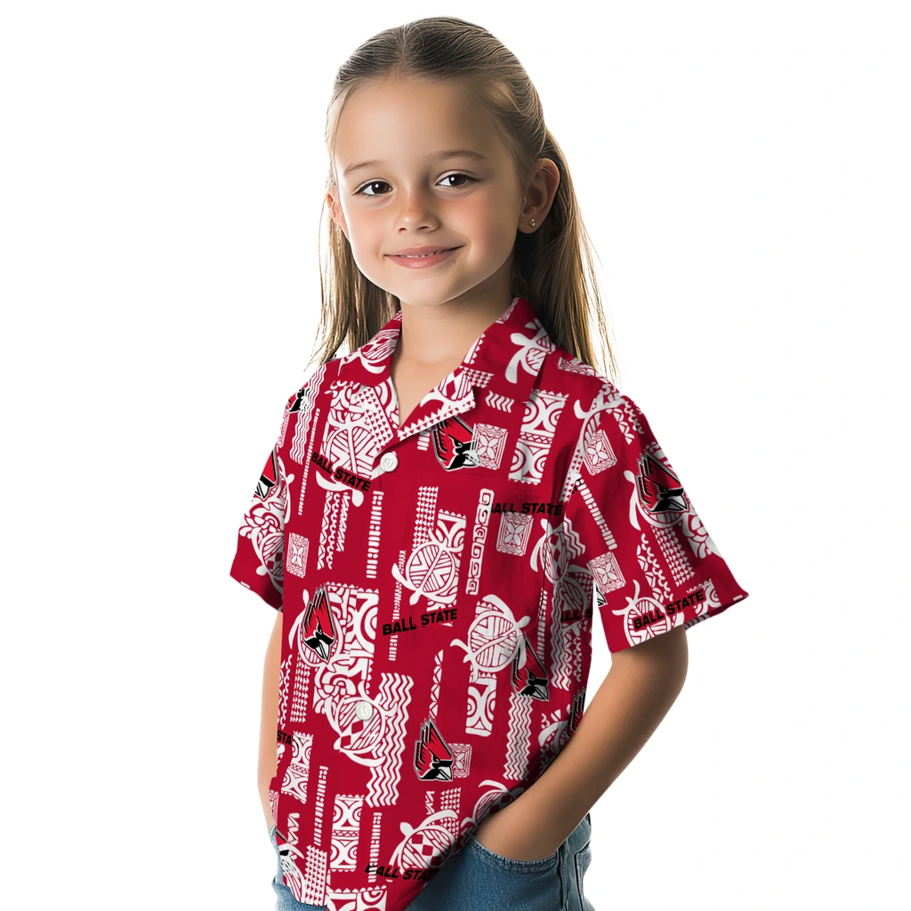 Ball State Cardinals Hawaiian Shirt - Turtle Lines ball state cardinals turtle lines red hawaiian shirts premium grade