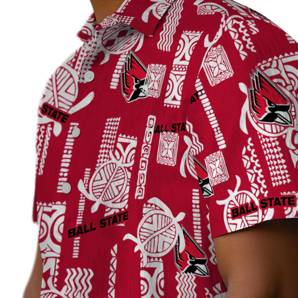 Ball State Cardinals Hawaiian Shirt - Turtle Lines ball state cardinals turtle lines red hawaiian shirts trendy