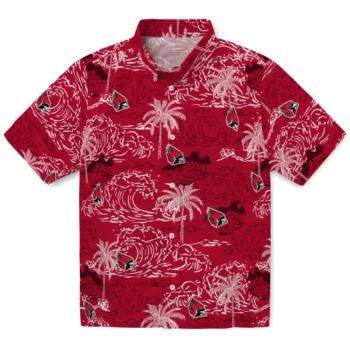 ball state cardinals wave palm red hawaiian shirts best selling