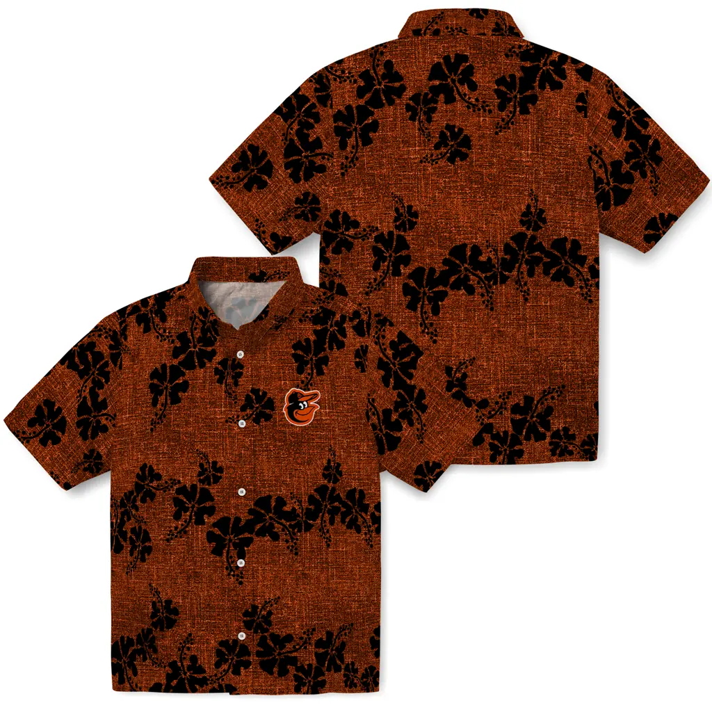 Baltimore Orioles Hawaiian Shirt - 50th State Flower baltimore orioles hibiscus petals orange hawaiian shirts high quality