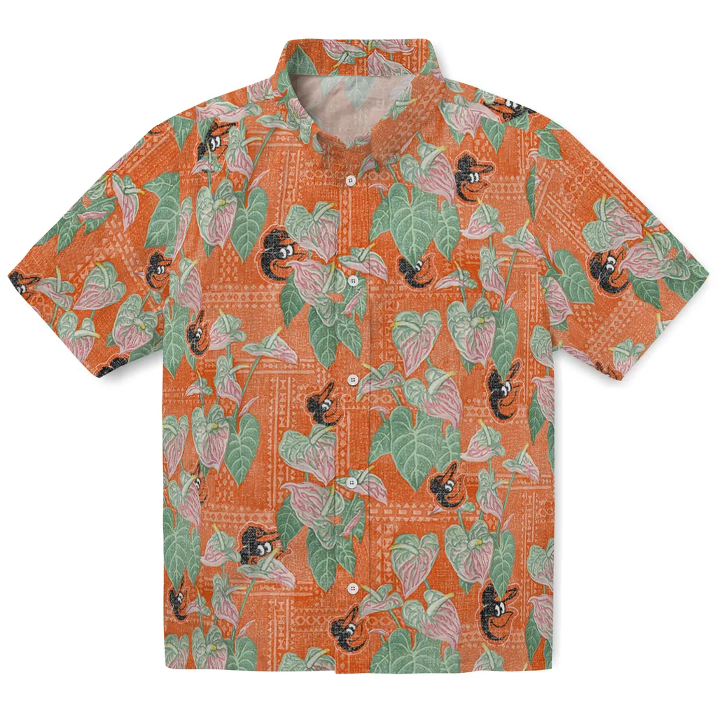 Baltimore Orioles Hawaiian Shirt - Anthurium Overlay baltimore orioles anthurium overlay orange hawaiian shirts best selling