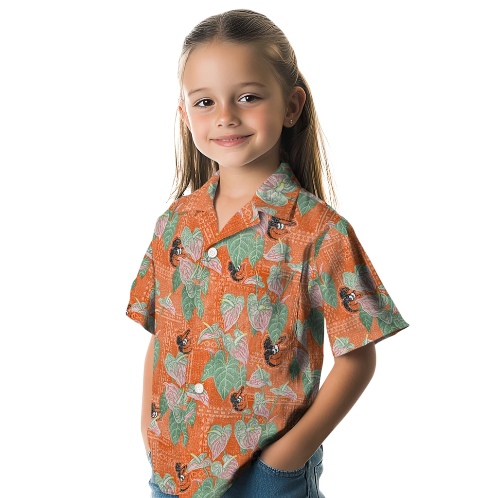 Baltimore Orioles Hawaiian Shirt - Anthurium Overlay baltimore orioles anthurium overlay orange hawaiian shirts premium grade