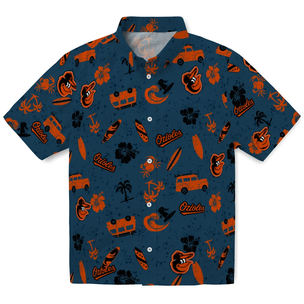 Baltimore Orioles Hawaiian Shirt - Beach Vibe baltimore orioles beach vibe navy hawaiian shirts best selling