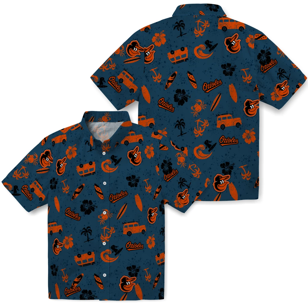 Baltimore Orioles Hawaiian Shirt - Beach Vibe baltimore orioles beach vibe navy hawaiian shirts high quality