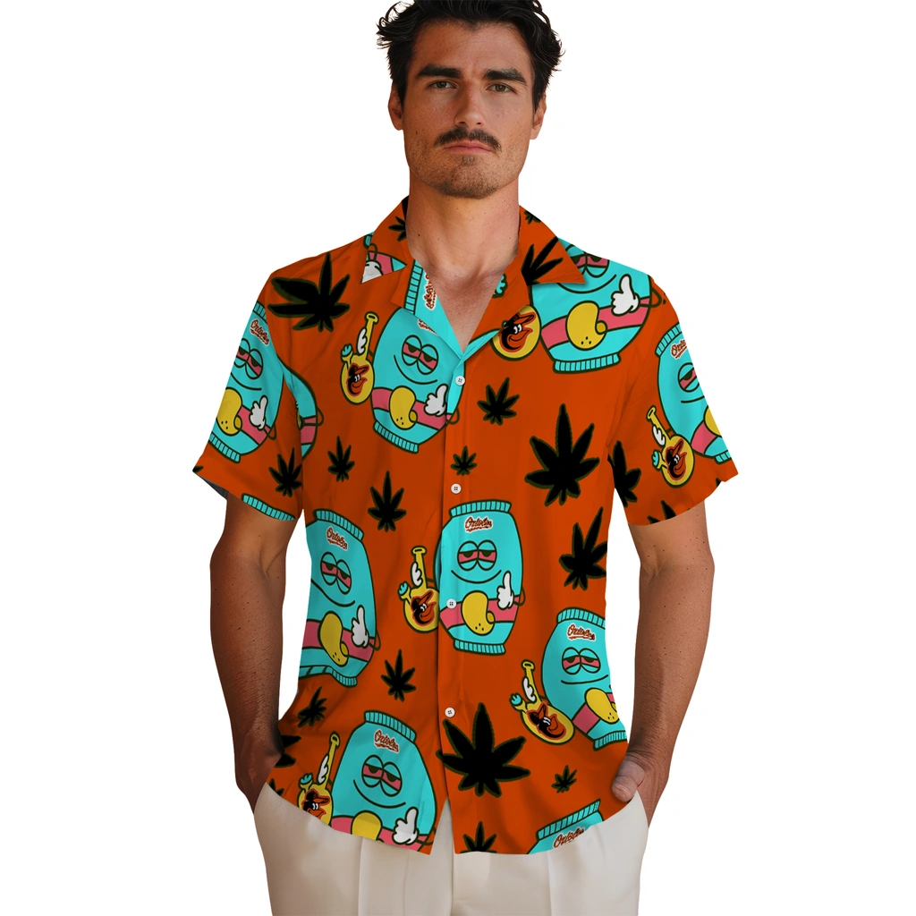 Baltimore Orioles Hawaiian Shirt - Chill Vibe baltimore orioles bong smile orange hawaiian shirts fashion forward